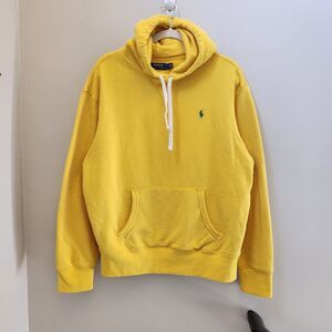 Polo Ralph Lauren Yellow Hoodie Mens Sz M Pullover Sweatshirt Athleisure Preppy
